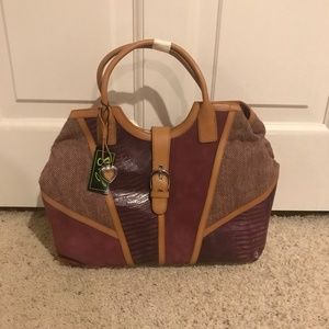 Sharif Burgundy and Tan Women's Bag